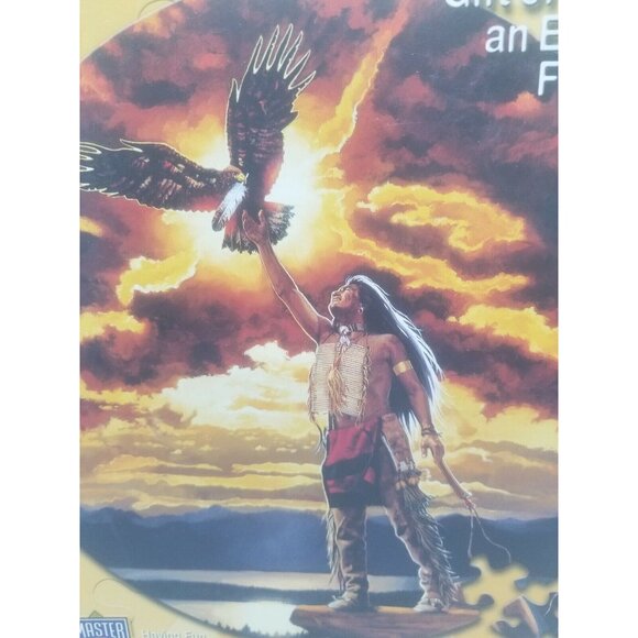 Round Puzzle Master Pieces Gift Of An Eagle Feather Jigsaw Puzzle 500 Pc. - Picture 2 of 6
